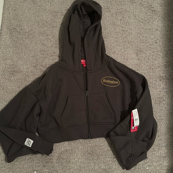 Grey pacsun Budweiser crop hoodie - Picture 1 of 5